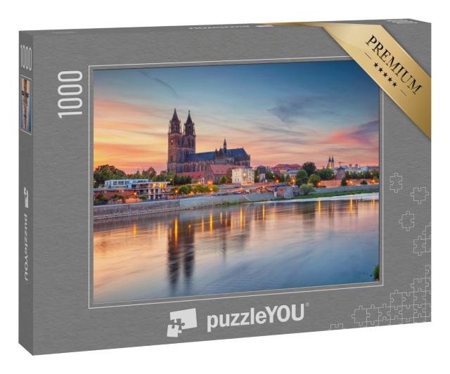 Puzzle „Stadtbild von Magdeburg mit Elbe, Deutschland“