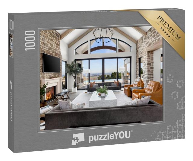 Puzzle 1000 Teile „Luxuriöses Wohnzimmer mit wunderschöner Aussicht“