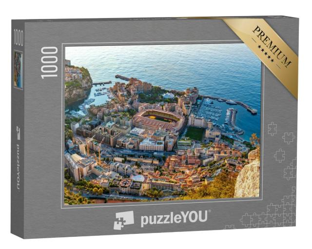 Puzzel 1000 stukjes „Zonsopgang bij het stadion van Monaco: luchtfoto“