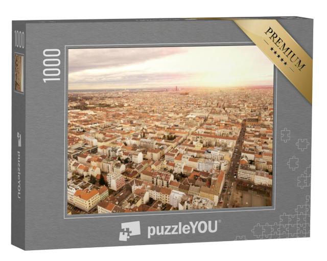 Puzzel 1000 stukjes „Wenen in vogelvlucht bij zonsondergang“