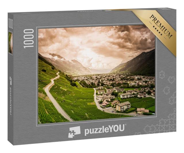 Puzzle 1000 Teile „Pittoreskes Rhonetal bei Martigny, Schweiz“