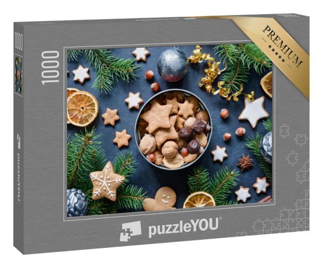 Puzzle 1000 Teile „Weihnachten: Geschenk-Box mit hausgemachten Lebkuchen“