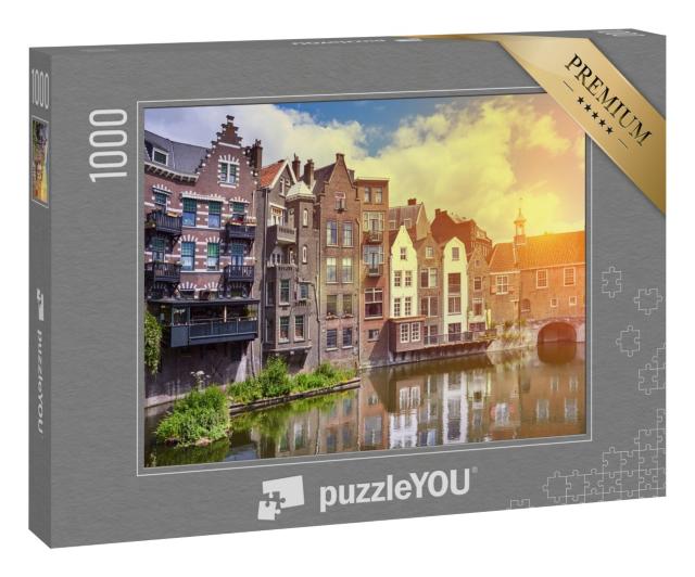 Puzzle „Sonnenuntergang über Delfshaven in Rotterdam, Niederlande“