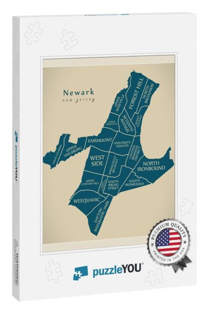 Modern City Map - Newark New Jersey City of the USA with N... Jigsaw Puzzle