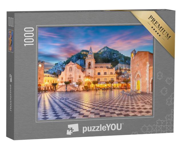 Puzzel 1000 stukjes „Belvedère van Taormina en Kerk van San Giuseppe, Sicilië, Italië“