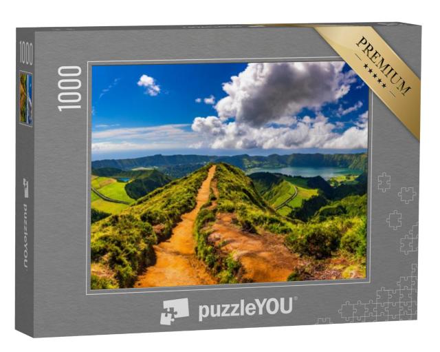 Puzzel 1000 stukjes „Grota do Inferno uitkijkpunt bij Sete Cidades, Azoren, Portugal“