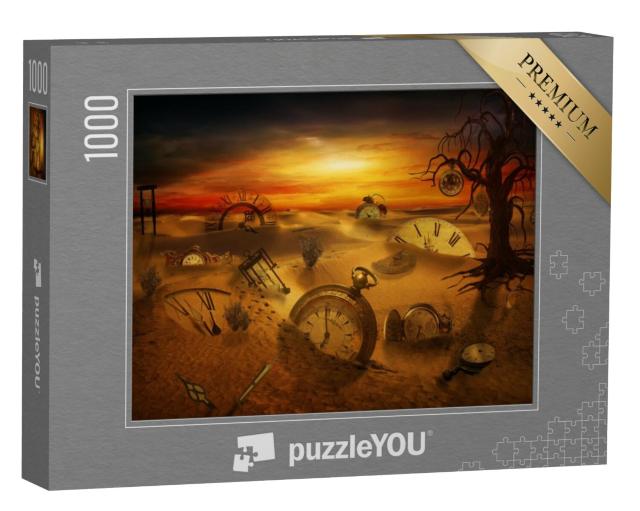 Puzzel 1000 stukjes „Verschillende soorten horloges die vastzitten in het zand“