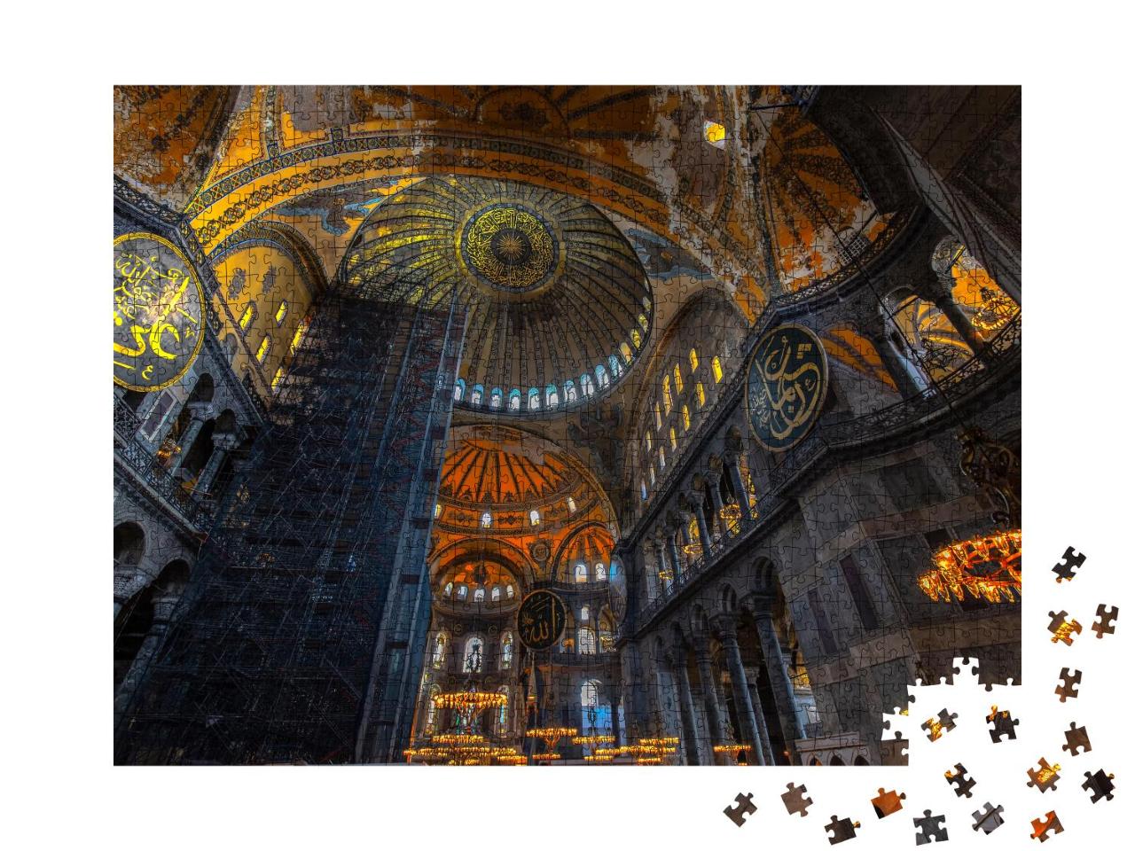 Puzzle 1000 Teile „Atemberaubende Innenansicht der Hagia Sophia. Istanbul, Türkei“