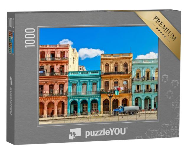 Puzzel 1000 stukjes „Oude, kleurrijke huizen in het centrum van Havana, Cuba“