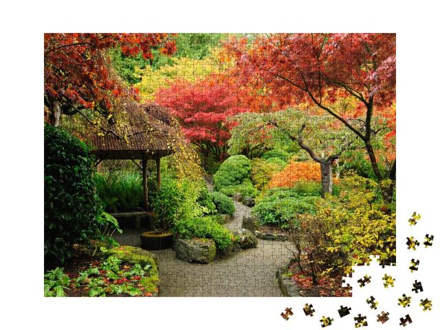Puzzle 1000 Teile „Herbstlicher japanischer Garten in Vancouver Island, Kanada“