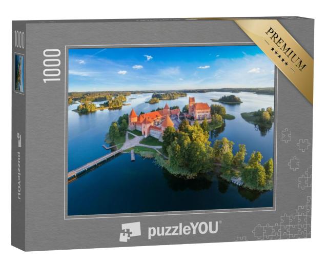 Puzzel 1000 stukjes „Kasteel van Trakai: middeleeuws gotisch eilandkasteel in het meer van Galve, Litouwen“