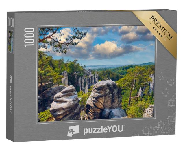 Puzzel 1000 stukjes „Prachov Rotsen, rotsformatie in de regio Cesky Raj, Tsjechië“