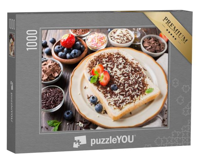 Puzzel 1000 stukjes „Brood met Hagelslag chocoladecrumble en bessen“