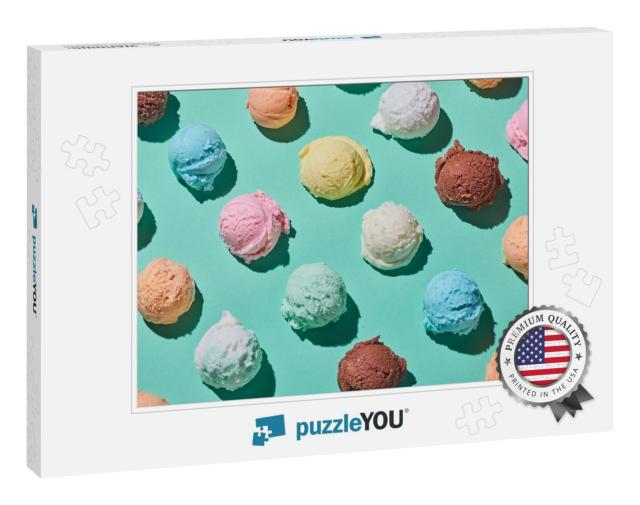 Top View of Seamless Background of Assorted Scoops of Ice... Jigsaw Puzzle