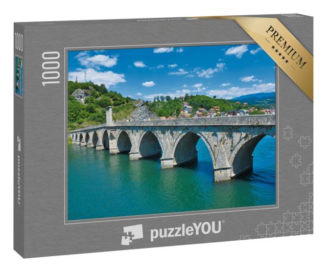 Puzzle 1000 Teile „Mehmed-Pasa-Sokolovic-Brücke, Fluss Drina, Visegrad“