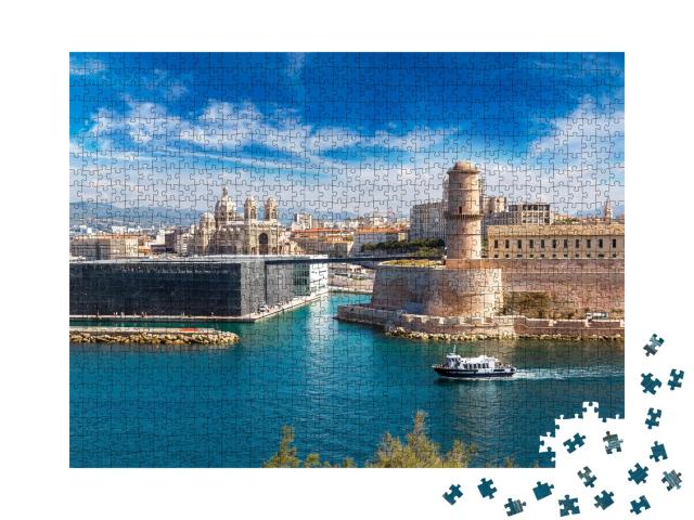 Puzzle 1000 Teile „Schloss Saint Jean und Kathedrale de la Major, Marseille, Frankreich“