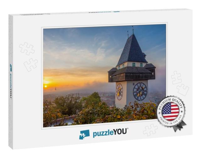 The Famous Clock Tower on Schlossberg Hill, in Graz, Styr... Jigsaw Puzzle