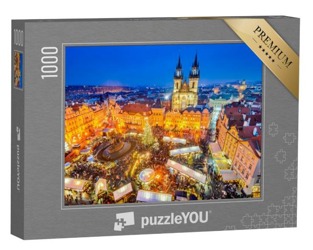 Puzzel 1000 stukjes „Kerstmarkt in Praag, Tsjechië“