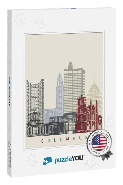 Columbus Skyline Poster in Editable Vector File... Jigsaw Puzzle