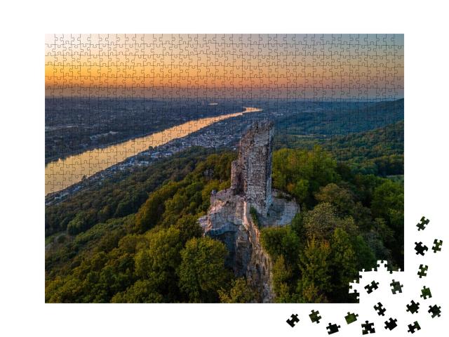 Puzzle 1000 Teile „Ruine der mittelalterlichen Burg Drachenfels im Rheintal bei Bonn“