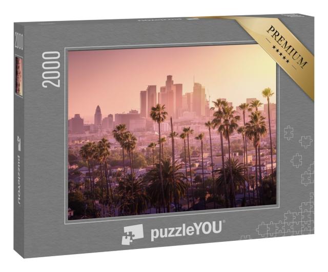 Puzzle 2000 Teile „Skyline von Los Angeles im Sonnenuntergang, Kalifornien, USA“