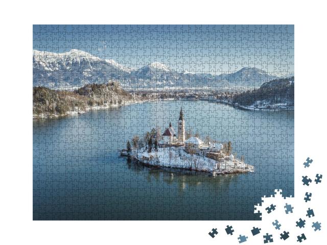 Puzzle 1000 Teile „Insel Bled im malerischen See, Slowenien“