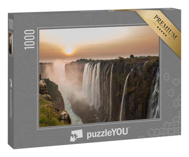 Puzzle 1000 Teile „Victoria Falls, Sonnenuntergang, Blick aus Sambia“
