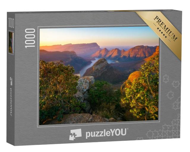 Puzzel 1000 stukjes „Zonsondergang bij Rondavels met Blyde Rivier, Zuid-Afrika“