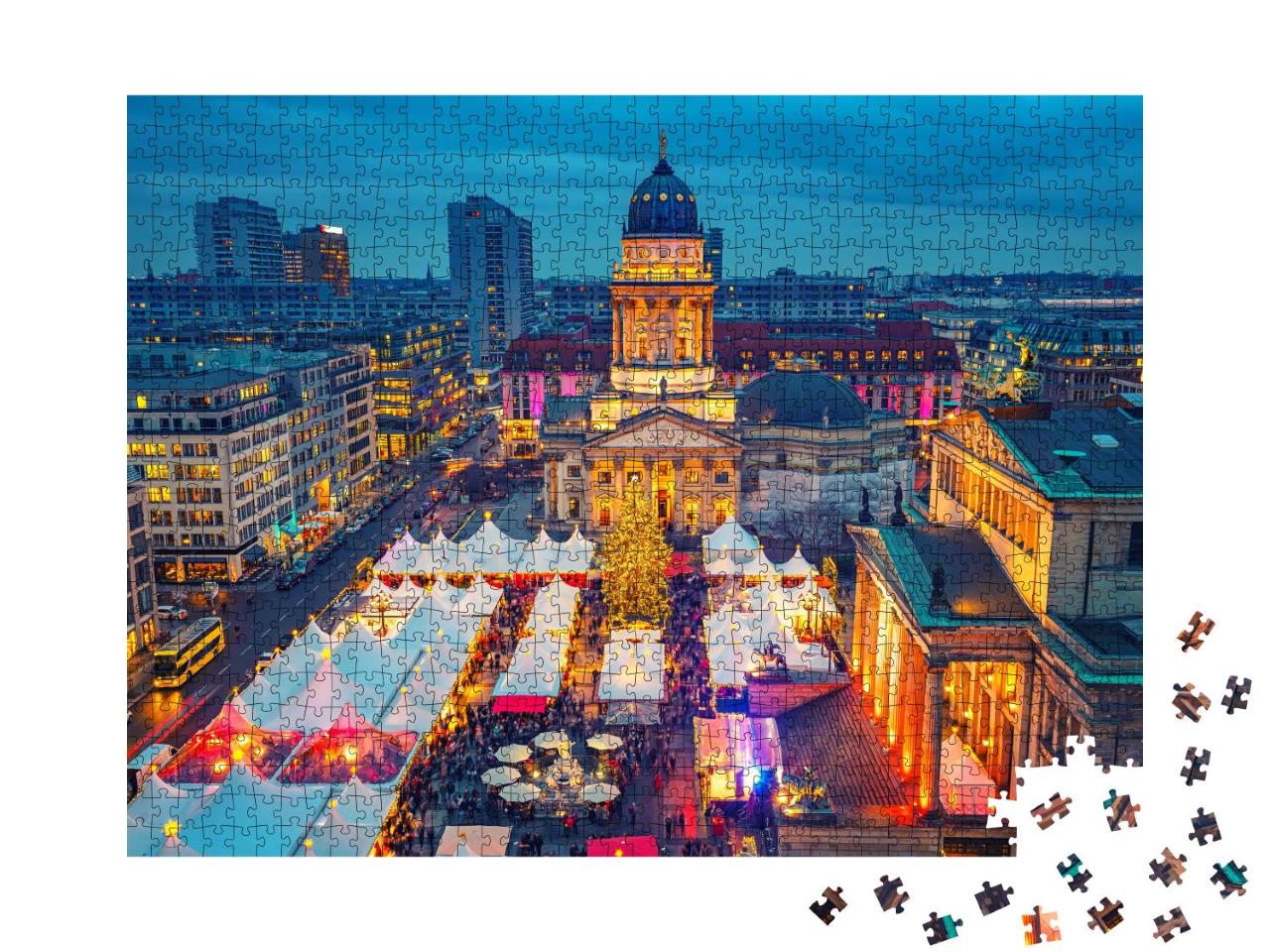 Puzzle 1000 Teile „Weihnachtsmarkt am Deutschen Dom in Berlin“