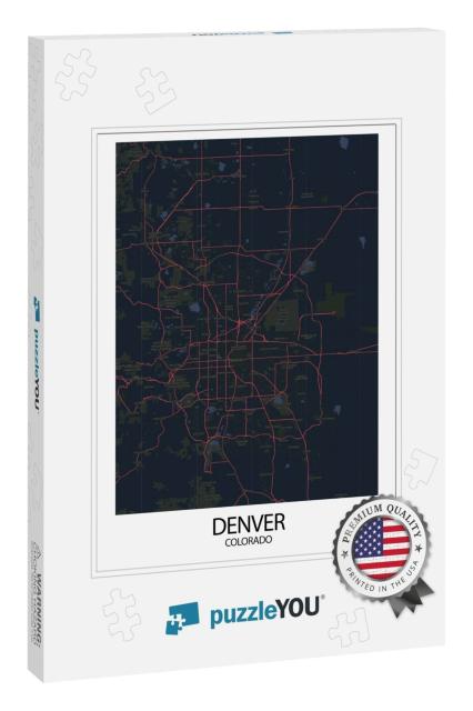 Poster Denver - Colorado Map. Road Map. Illustration of D... Jigsaw Puzzle
