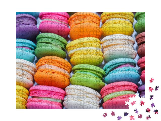 Puzzle 1000 Teile „Pastellfarbene Verführung: Französische Macarons“