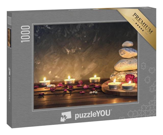 Puzzle 1000 Teile „Spa-Komposition: Steine, Kerzen, Aromatherapie, Trockenblumen“