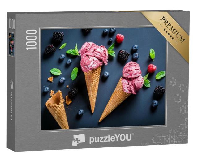 Puzzel 1000 stukjes „Zelfgemaakt bessenijs in wafels“