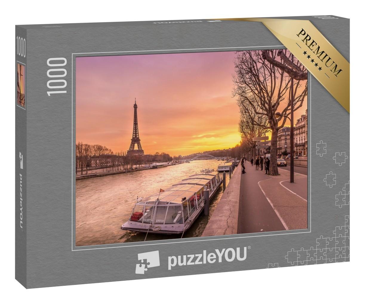 Puzzle 1000 Teile „Die Seine in Paris im bezaubernden Sonnenuntergang“