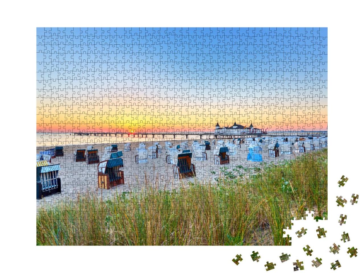 Puzzle 1000 Teile „Morgenzeit am Ostseestrand, Ahlbecker Seebrücke“