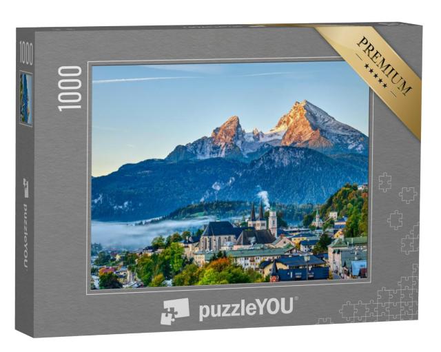 Puzzel 1000 stukjes „Watzmann en de stad Berchtesgaden in de Beierse Alpen, Duitsland“