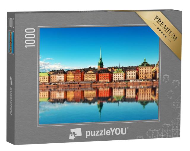 Puzzel 1000 stukjes „Landschappelijk zomerpanorama van de oude stad Gamla Stan, Stockholm, Zweden“