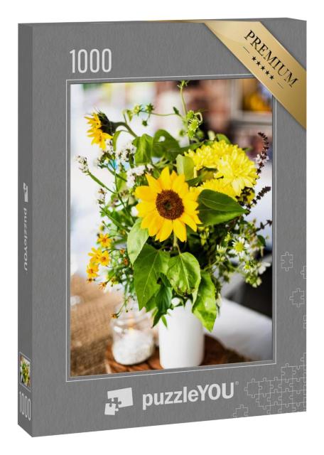 Puzzle 1000 Teile „Gelbe Sonnenblumen: Tischdeko für Hochzeiten“