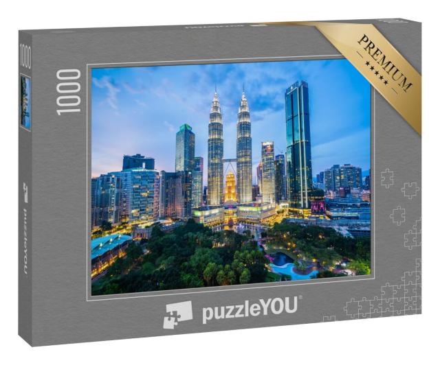 Puzzle 100 Teile „Kuala Lumpur: Skyline bei Nacht, Architektur“