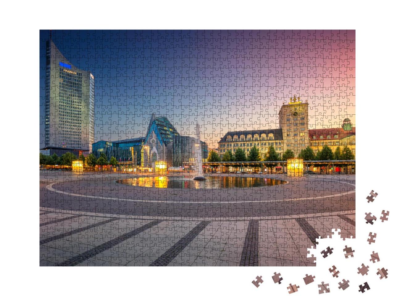 Puzzle 1000 Teile „Leipziger Innenstadt bei Sonnenuntergang, Deutschland“