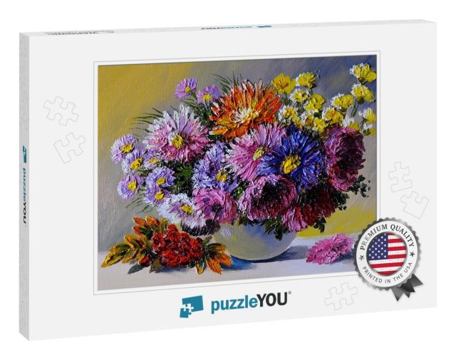 Oil Painting on Canvas - Still Life Flowers on the Table... Jigsaw Puzzle