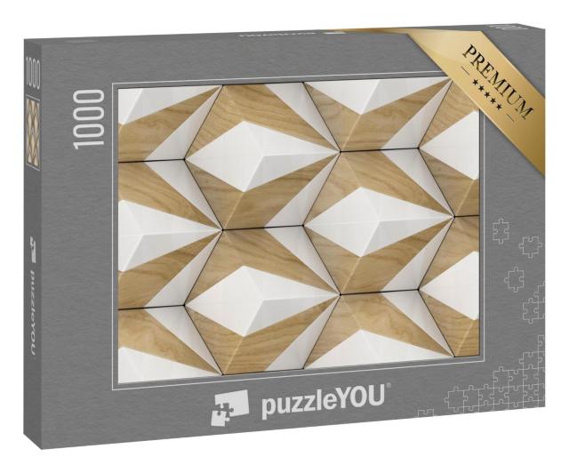 Puzzle 1000 Teile „3D-Fliesen aus Holz mit weißen Steinelementen“