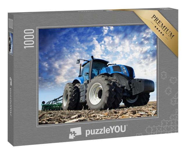 Puzzle 1000 Teile „Landwirtschaftliche Maschinen in der Arbeit: Traktor auf dem Feld“