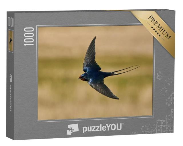 Puzzel 1000 stukjes „Boerenzwaluw, gefocust tijdens de vlucht“