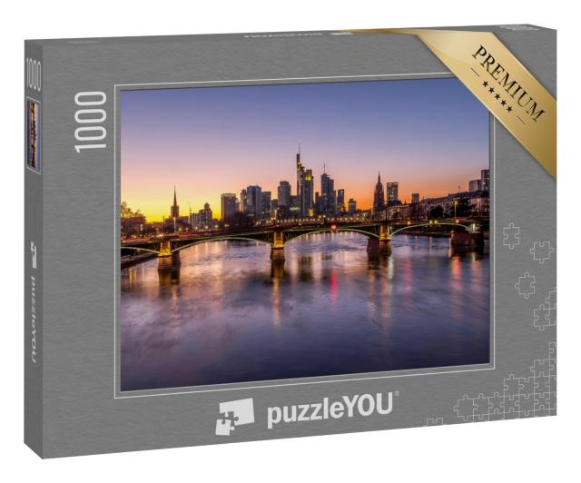 Puzzle 1000 Teile „Die Skyline von Frankfurt bei Sonnenuntergang“