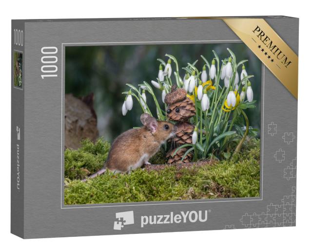 Puzzel 1000 stukjes „Mausi en de sneeuwklokjesman“