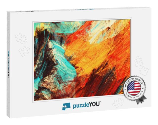 Bright Artistic Splashes. Abstract Painting Color Texture... Jigsaw Puzzle