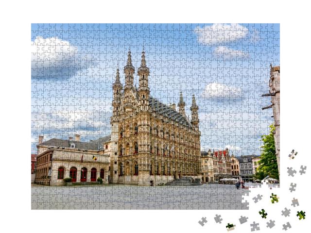 Puzzle 1000 Teile „Imposantes Rathaus im Zentrum von Leuven, Belgien“