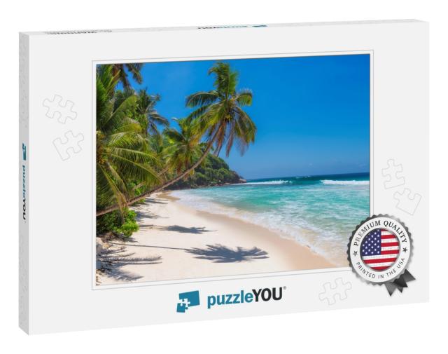 Sunny Beach with Palm Trees & Turquoise Sea in Jamaica Ca... Jigsaw Puzzle