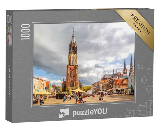 Puzzel 1000 stukjes „Nieuwe Kerk, oude binnenstad van Delft, Nederland“